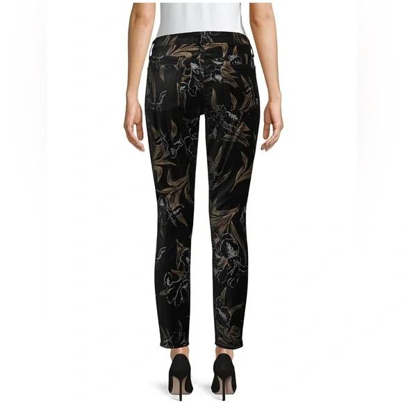 JEN7 - Anthropologie Printed Velvet Skinny Ankle Jeans. Size 6 - Picture 3 of 6